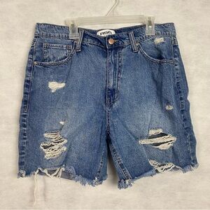 RSQ Womens Denim Shorts Sz 30 Medium Wash Distressed Jean Short Hi Rise
